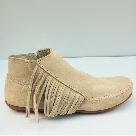 Minnetonka Shoes - Minnetonka diagonal fringed moccasin bootie.